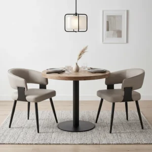 19"H Upholstered Faux Leather Kitchen Dining Armchair (Set of 2)